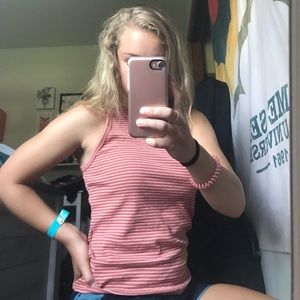coral striped tank top from american eagle